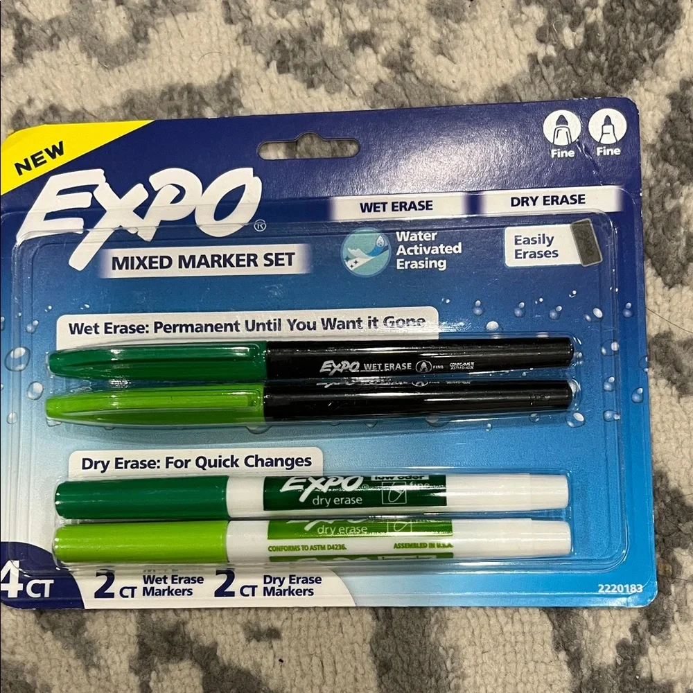 Mixed Marker Set - Assorted Blue, Black, Green, Red (Pack)